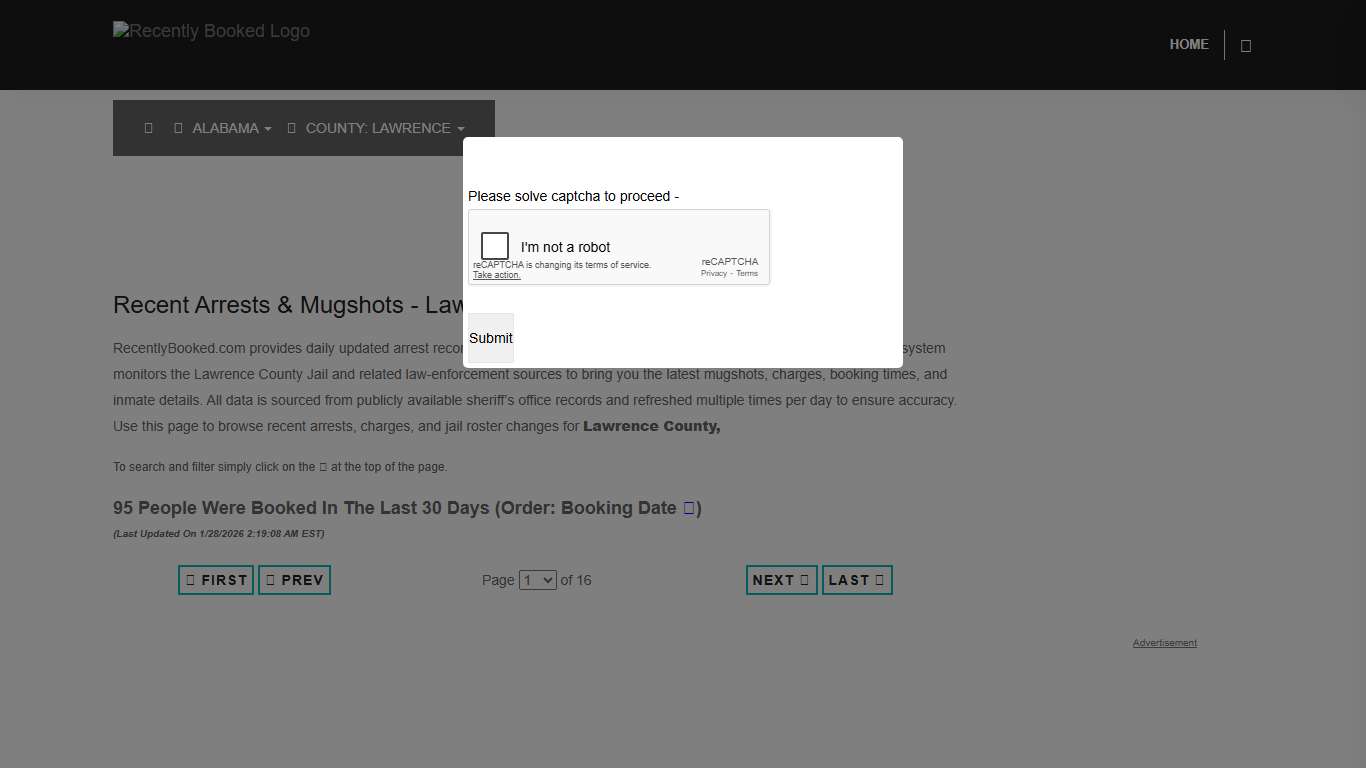 Lawrence County, Alabama Mugshots RecentlyBooked.com
