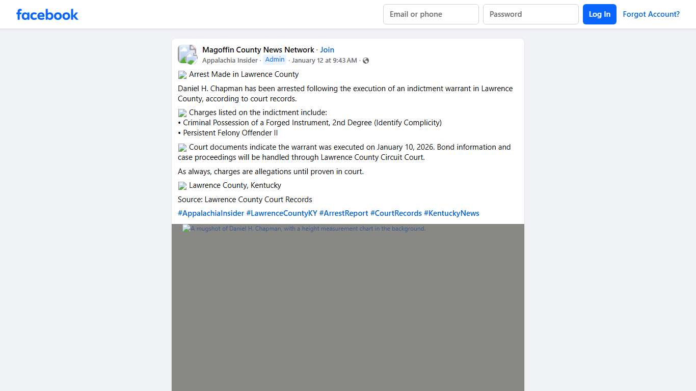 Magoffin County News Network 🚔 Arrest Made in Lawrence County Facebook