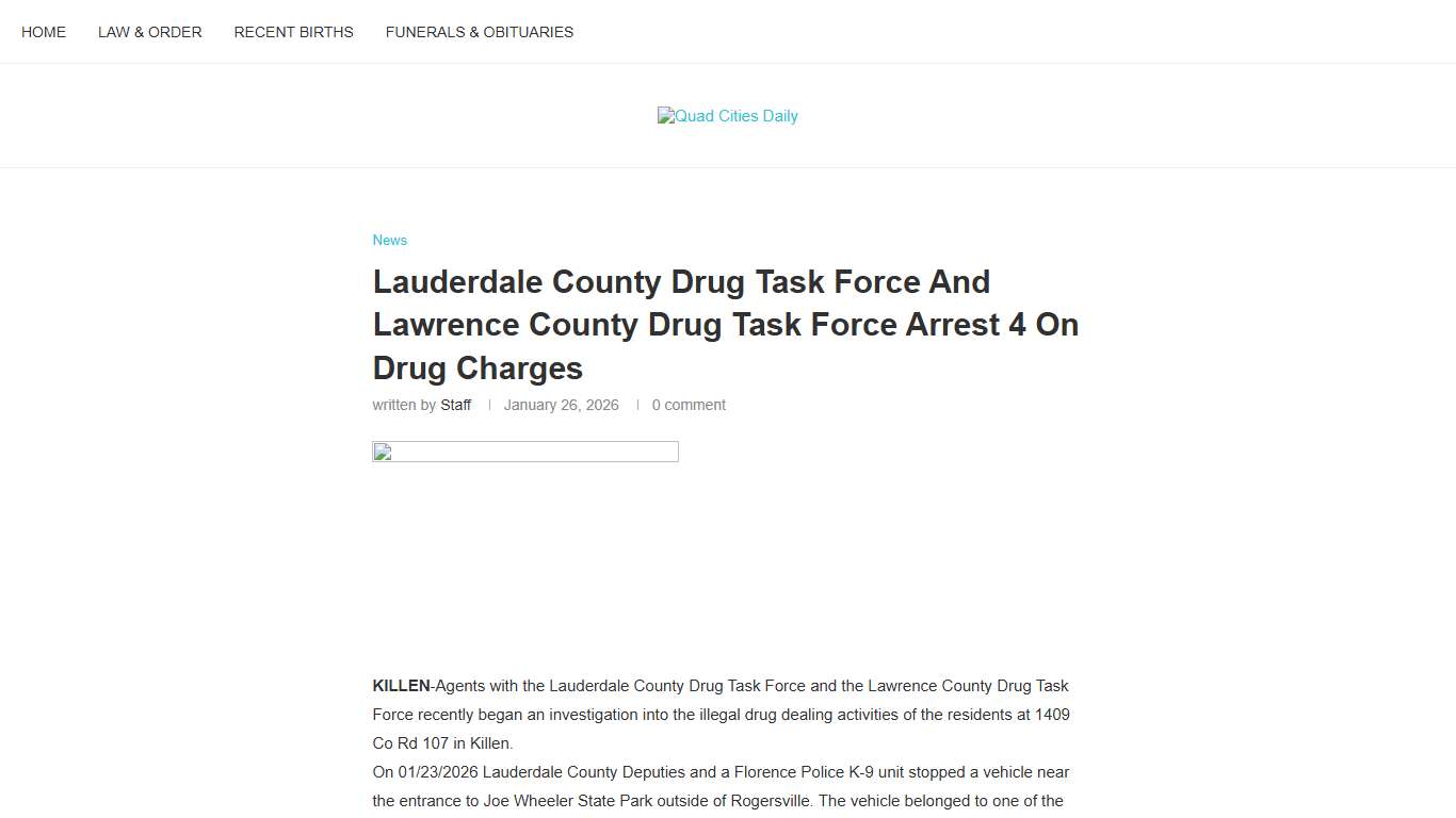 Lauderdale County Drug Task Force And Lawrence County Drug Task Force Arrest 4 On Drug Charges – Quad Cities Daily